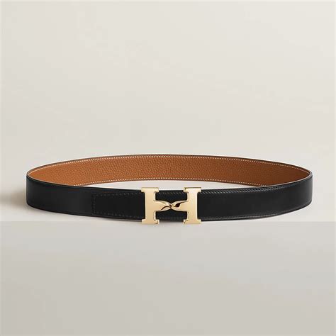 H Twist belt buckle & Leather strap 32 mm 